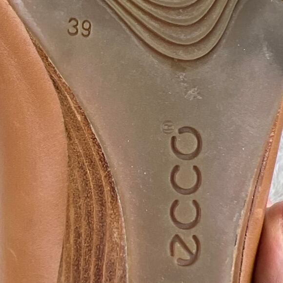 Ecco Durango Slip On Wedge Shoes Almond Toe Whiskey Leather Size 39 Comfort - Picture 6 of 10